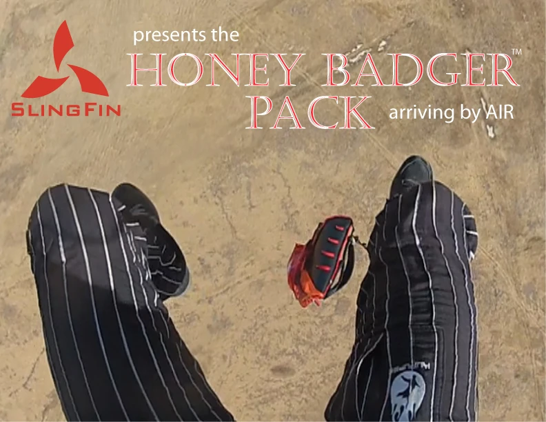Part of SlingFin's durability testing included dropping the pack while skydiving