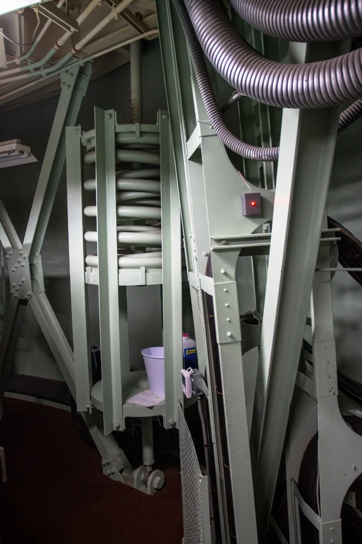 One of the springs that protect the main control room from the shock of a nuclear explosion in the vicinity of the base