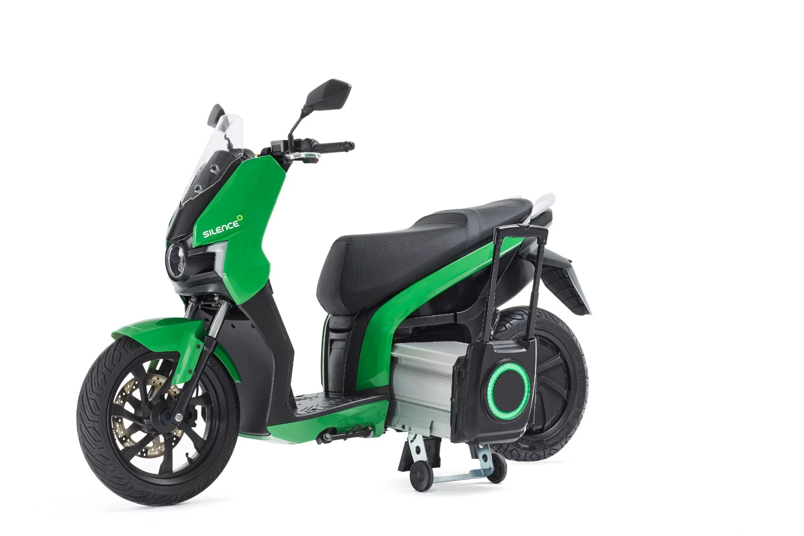 The S01's battery unit is removable and features built-in wheels so it can be rolled to the office rather than carried