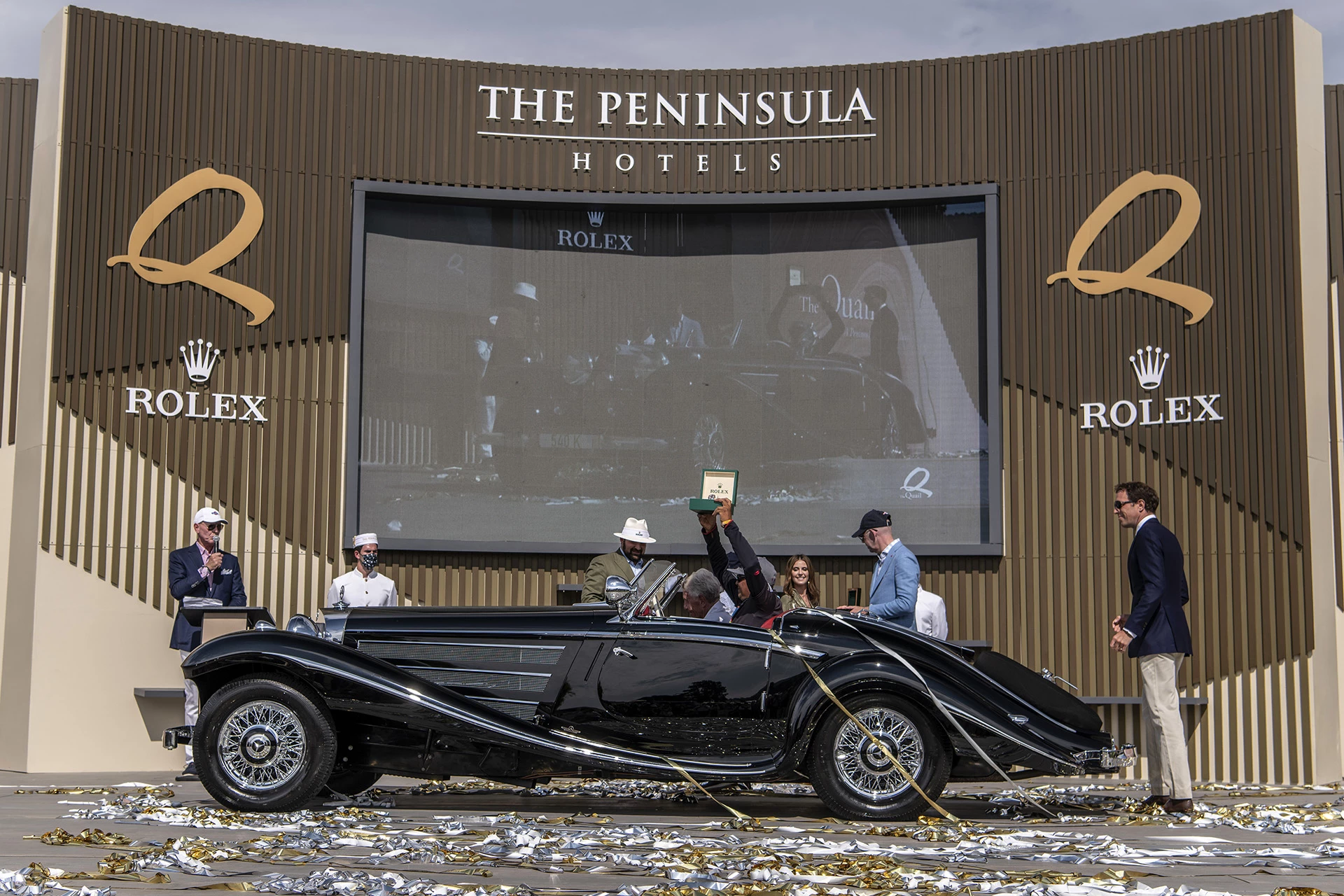 This monumentally large and remarkably photogenic 1938 Mercedes-Benz 540K Spezial Roadster won the 2021 Rolex Best of Show award at the Quail, a Motorsport Gathering. There are quite a few images of this beast in the gallery section and it is one of the most visually arresting automobiles you'll ever see.