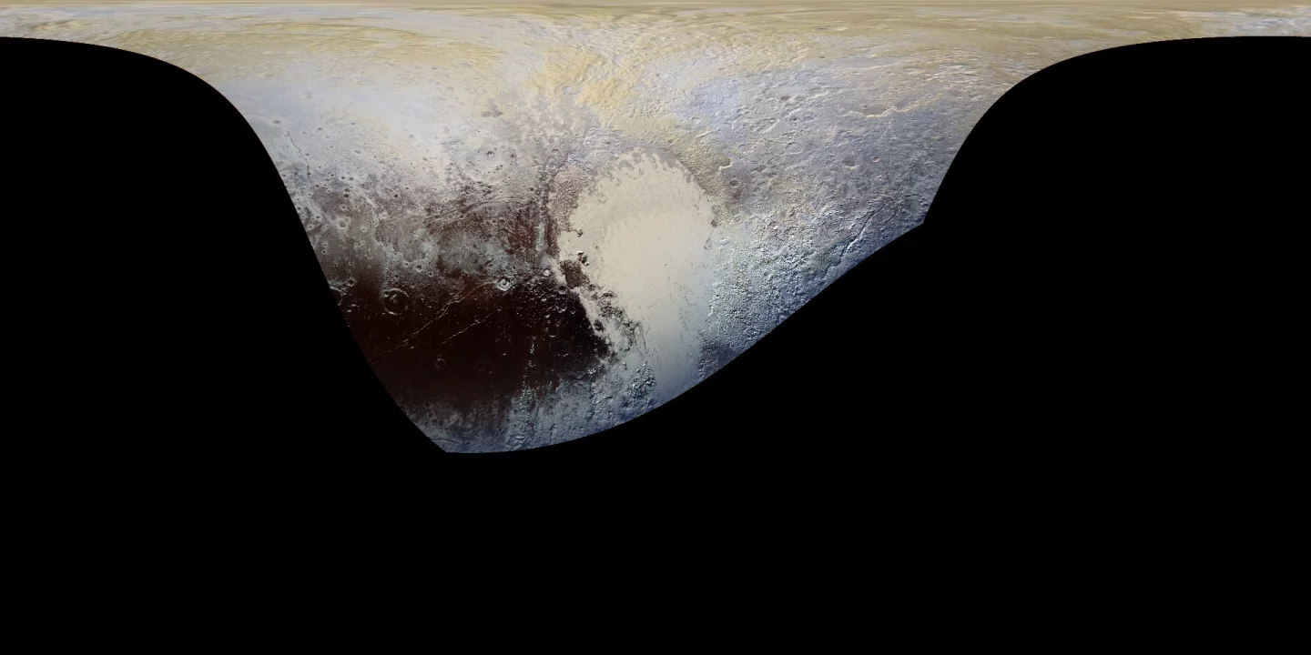 Extended color view of the dwarf planet Pluto taken on September 19 by the spacecraft's Long Range Reconnaissance Imager (LORRI)