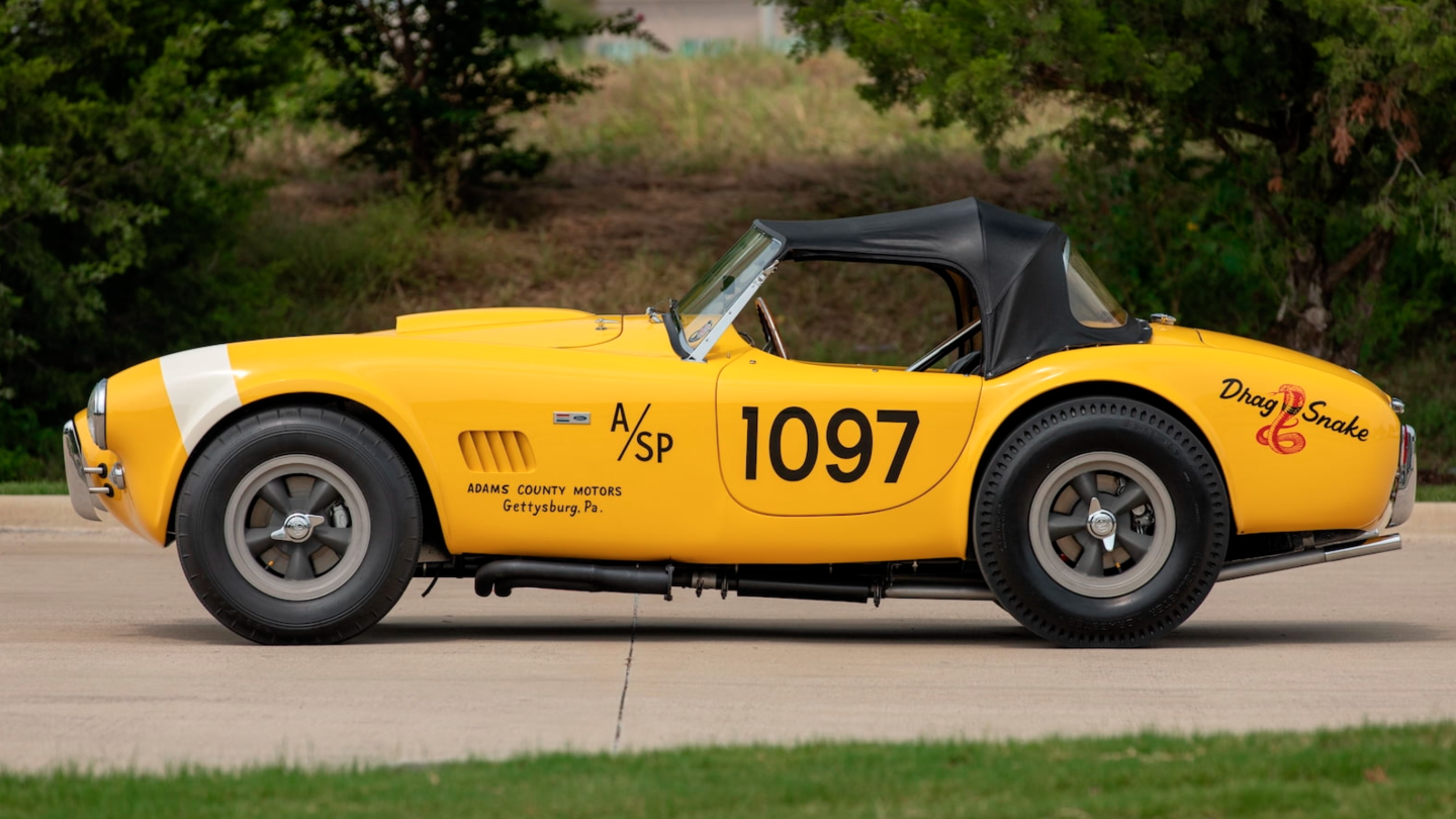 This 1965 Shelby Factory Stage III 289 Cobra Dragonsnake sold for $1,375,000 at Mecum's 2022 Kissimmee sale on 14 January 2022