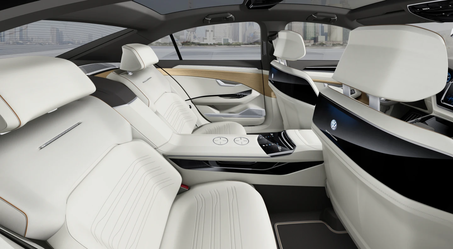 The Volkswagen C Coupé GTE rear seating showing central console