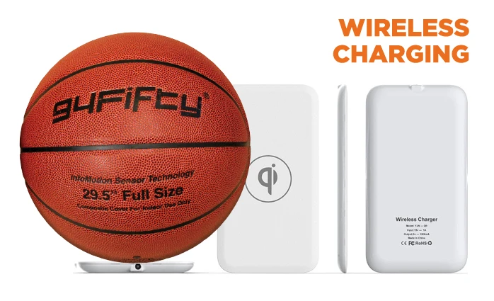 The 49Fifty basketball uses Qi wireless chargind