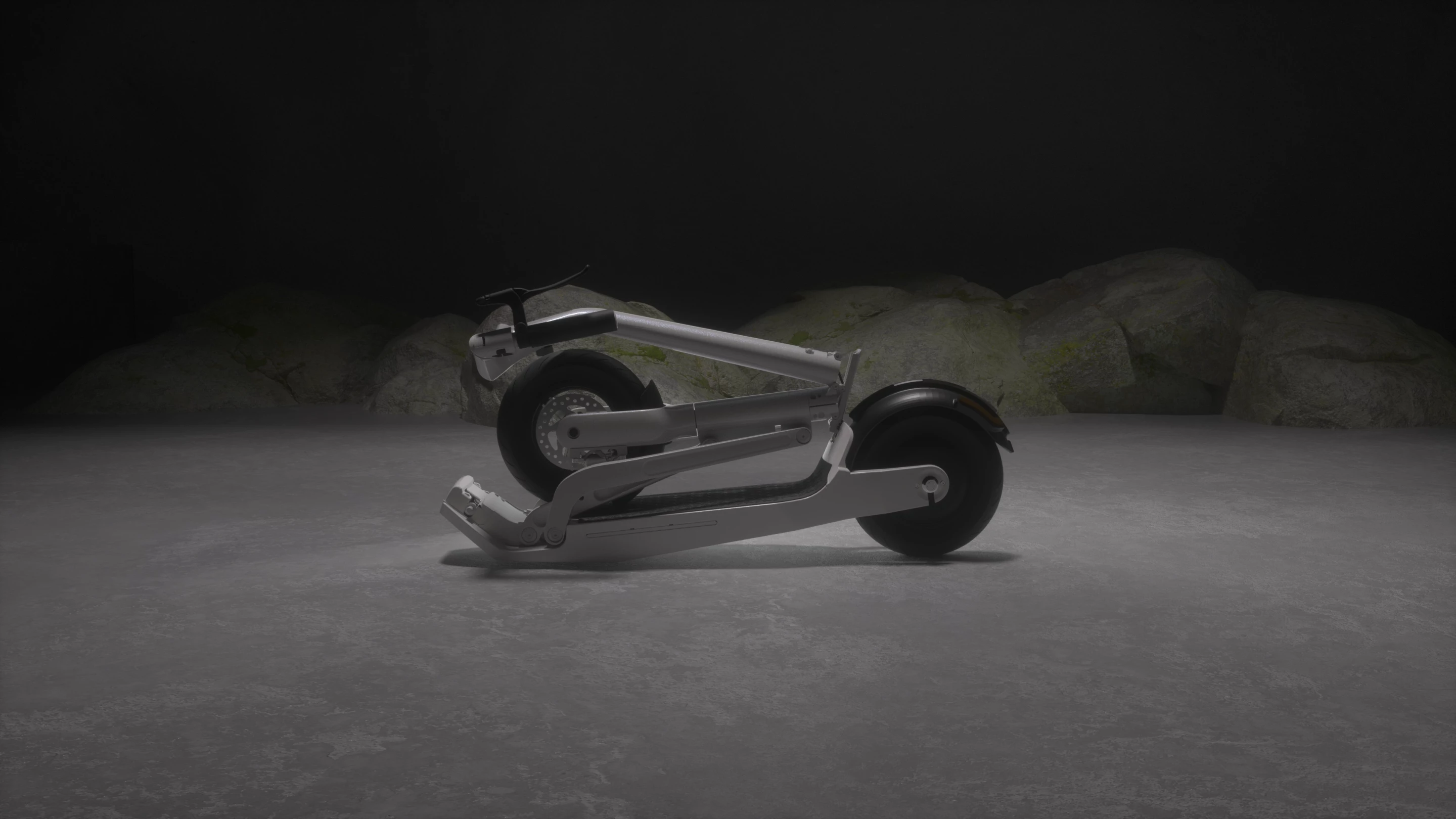 A simple push of a button and the Lavoie Series 1 electric scooter folds down for carry