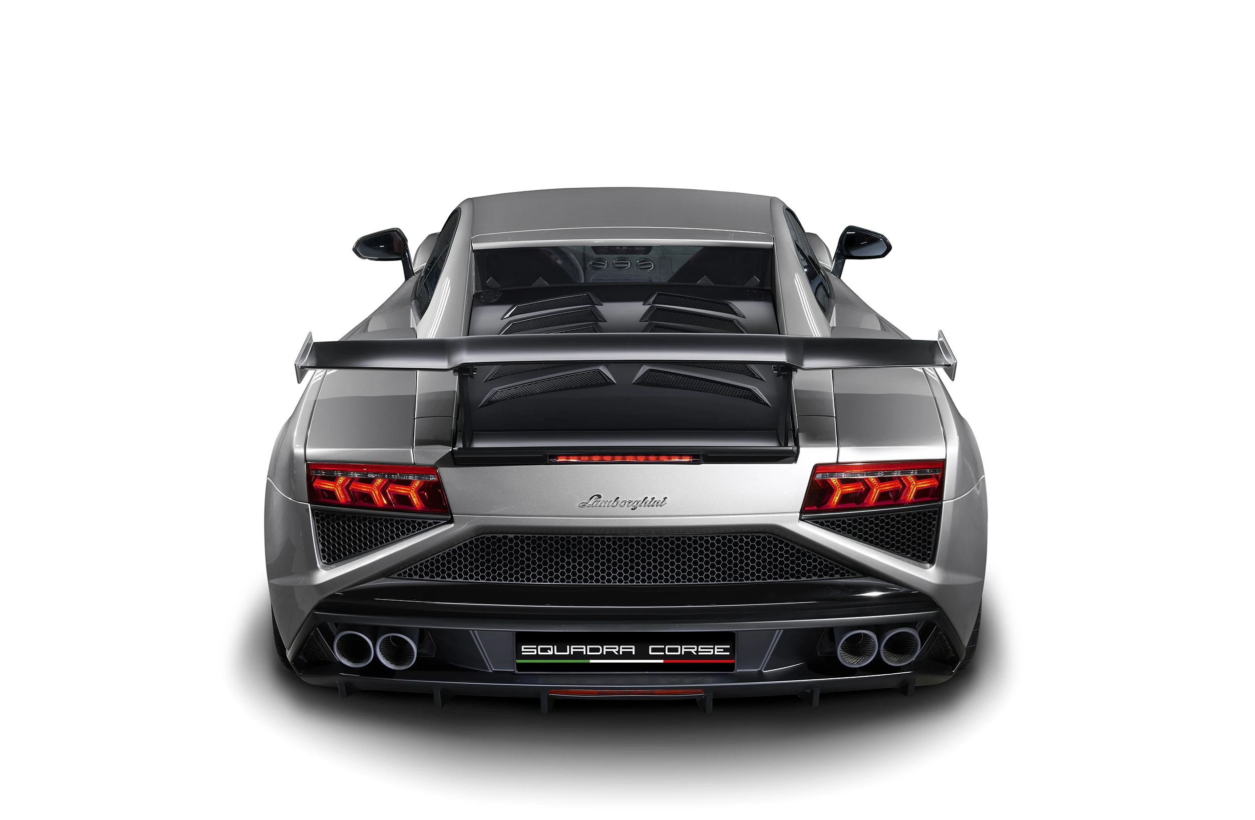 Squadra Corse's carbon fiber rear wing generates three times the downforce of the Gallardo LP 560-4