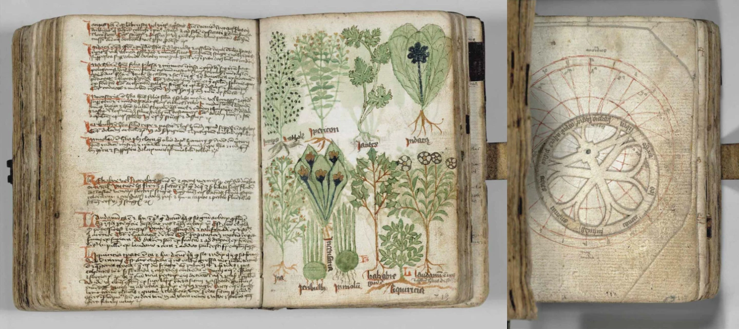 Accurately described by the catalog description as a "striking testament to medieval scientific knowledge : a rare compilation of astronomical texts, including an astrolabe model, various apparently unpublished medical treatises, and an illustrated herbal." The manuscript sold for $295,500 against an estimate of $20,000 to $30,000 at Christie's New York auction of Fine Printed Books and Manuscripts on 14 December 2016.