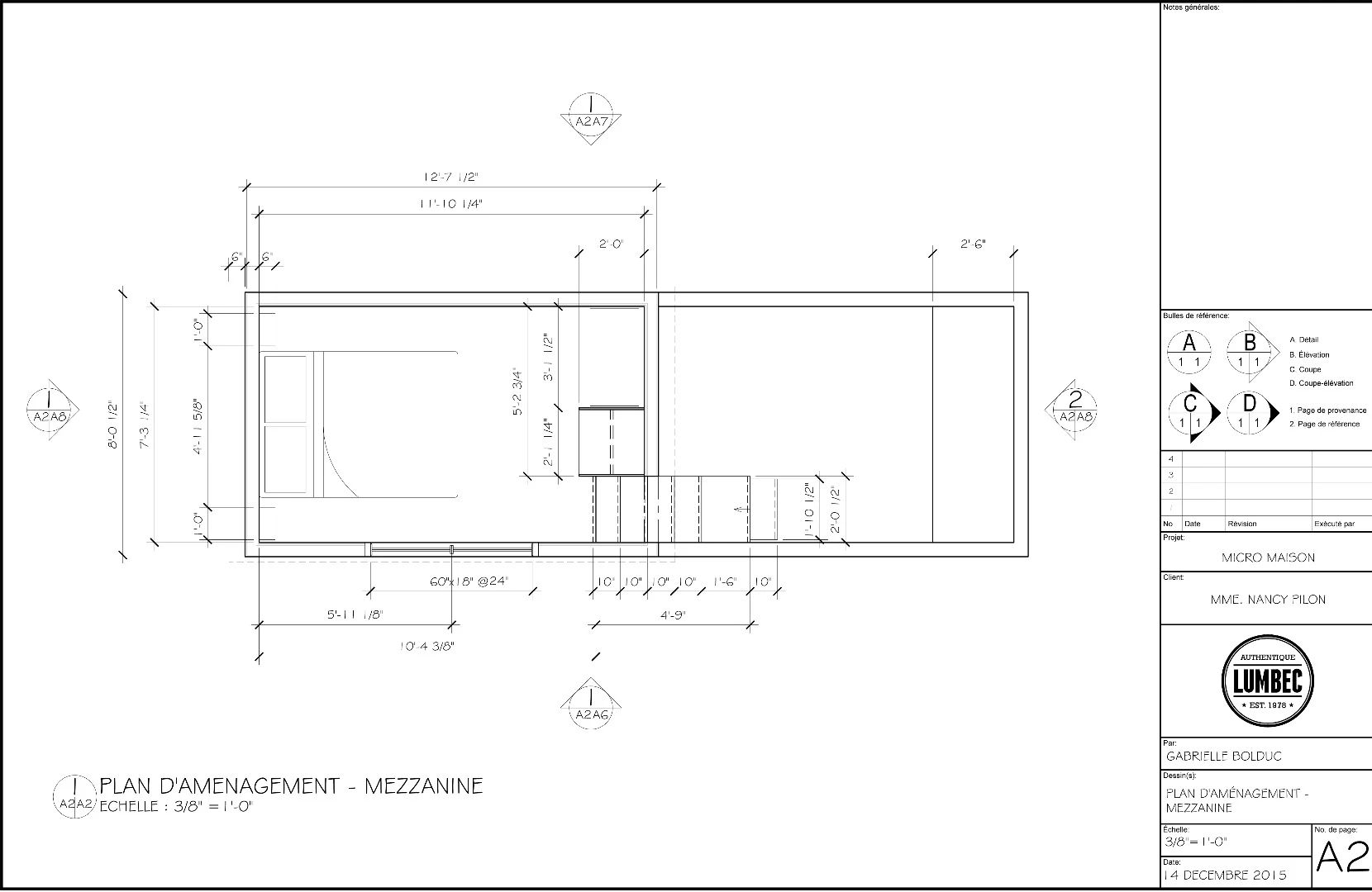 Architectural plans of the TH2 tiny house