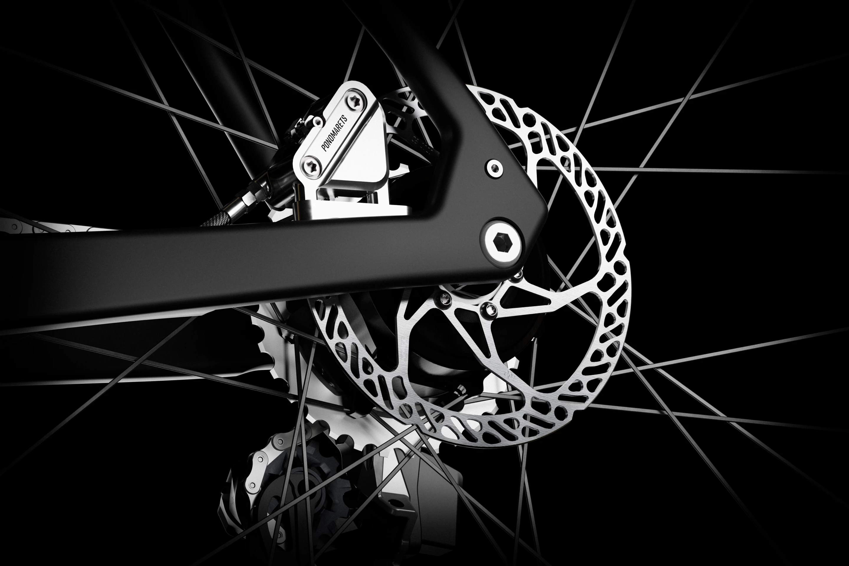 Ponomarets has developed its own dual-piston braking system, in collaboration with Switzerland's 612 Parts and Belgium's VoyagerCo