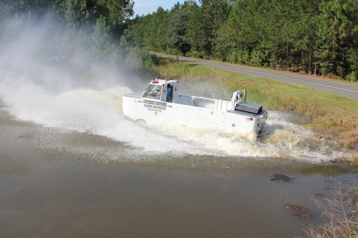The Amphibious Responder was designed to transport rescuers and materials into disaster zones