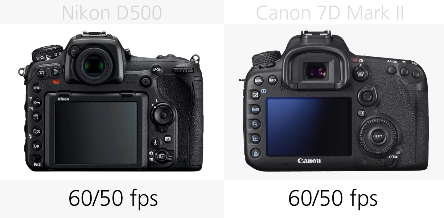 Full HD video recording comparison of the Nikon D500 and Canon 7D Mark II