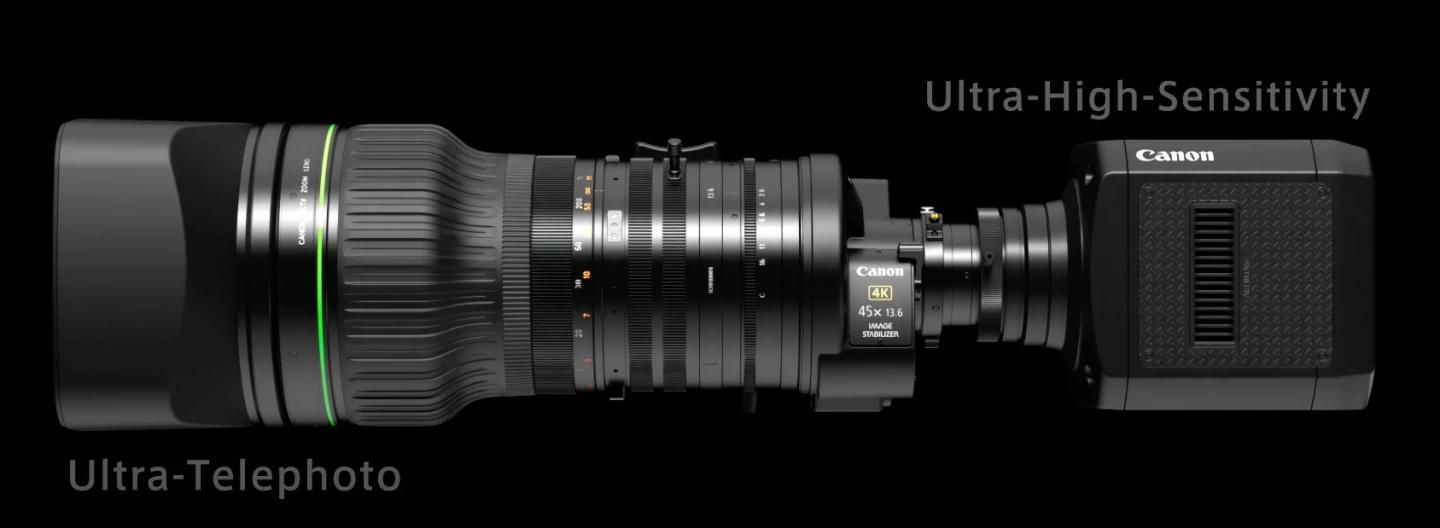 Attach this monstrous 45x zoom broadcast lens, and you can shoot video from "several tens of kilometres away" in near-total darkness