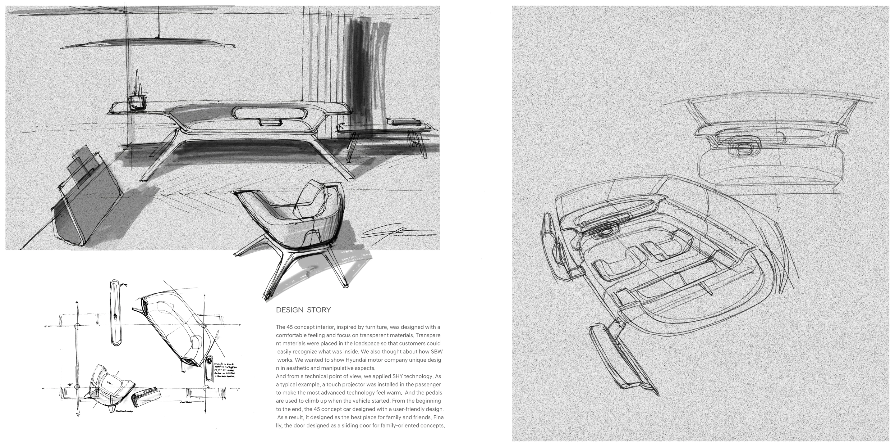 Inspiration for the interior design of the 45 concept