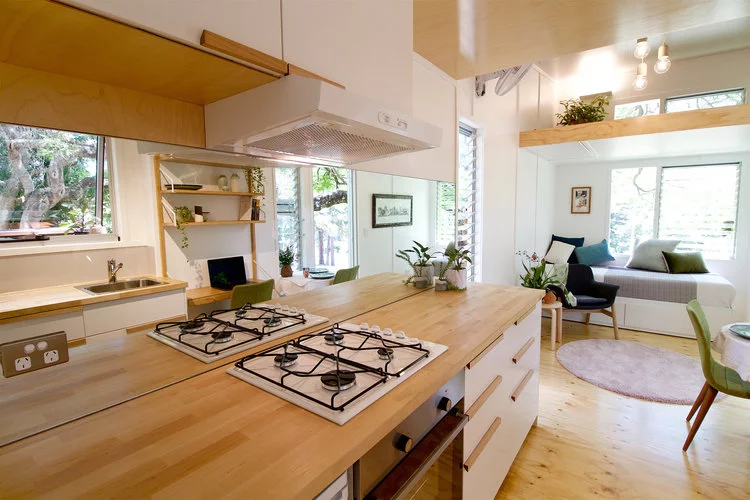 The Swallowtail's kitchen includes four-burner stove, oven and sink