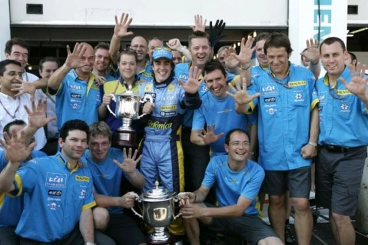 An ecstatic Renault crew after the event