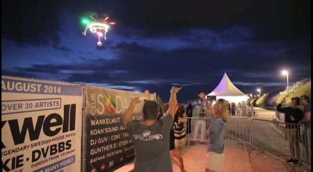 The Spotify PartyDrone accompanied festival attendees, blasting their favorite tracks as the entered the event