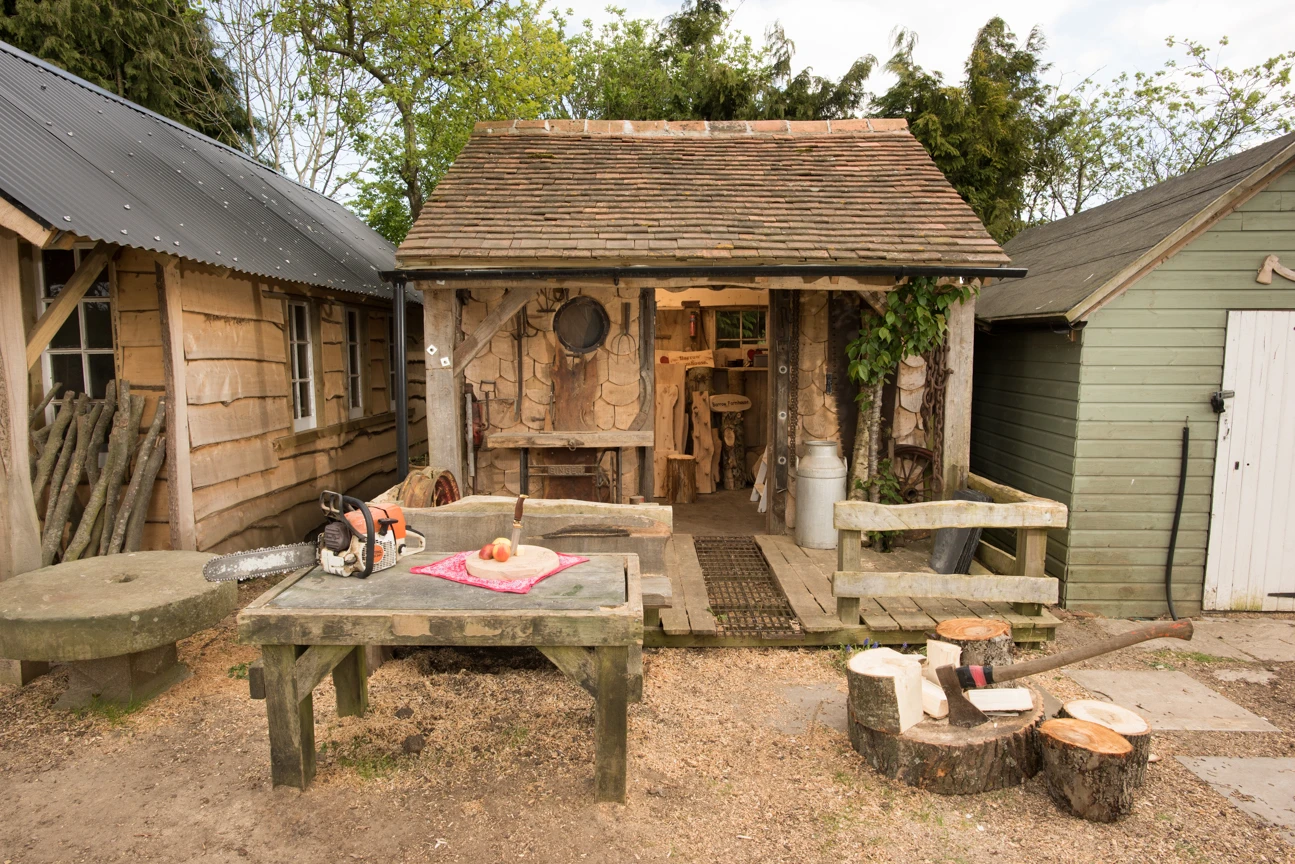 The Dooogs Shed is used by owner David and his son for their woodworking and forestry business