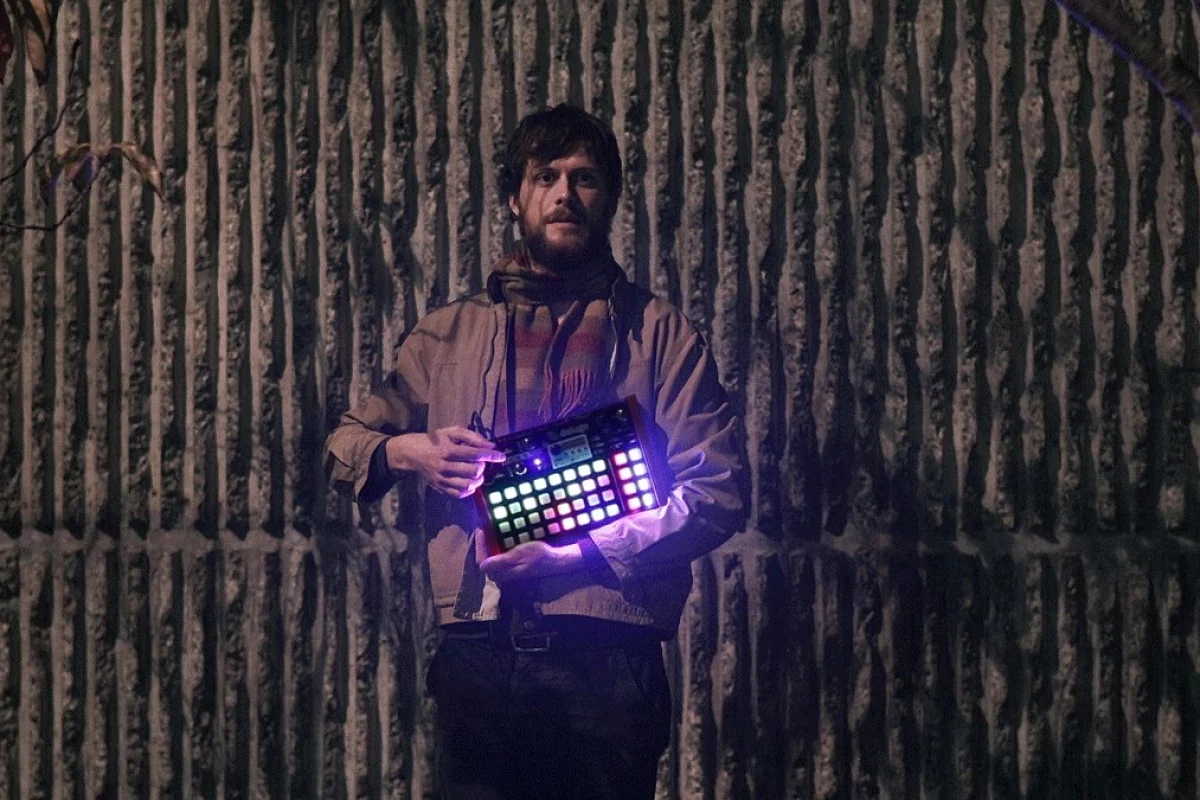 System designer Rohan Hill with the Deluge portable sequencer, synthesizer and sampler