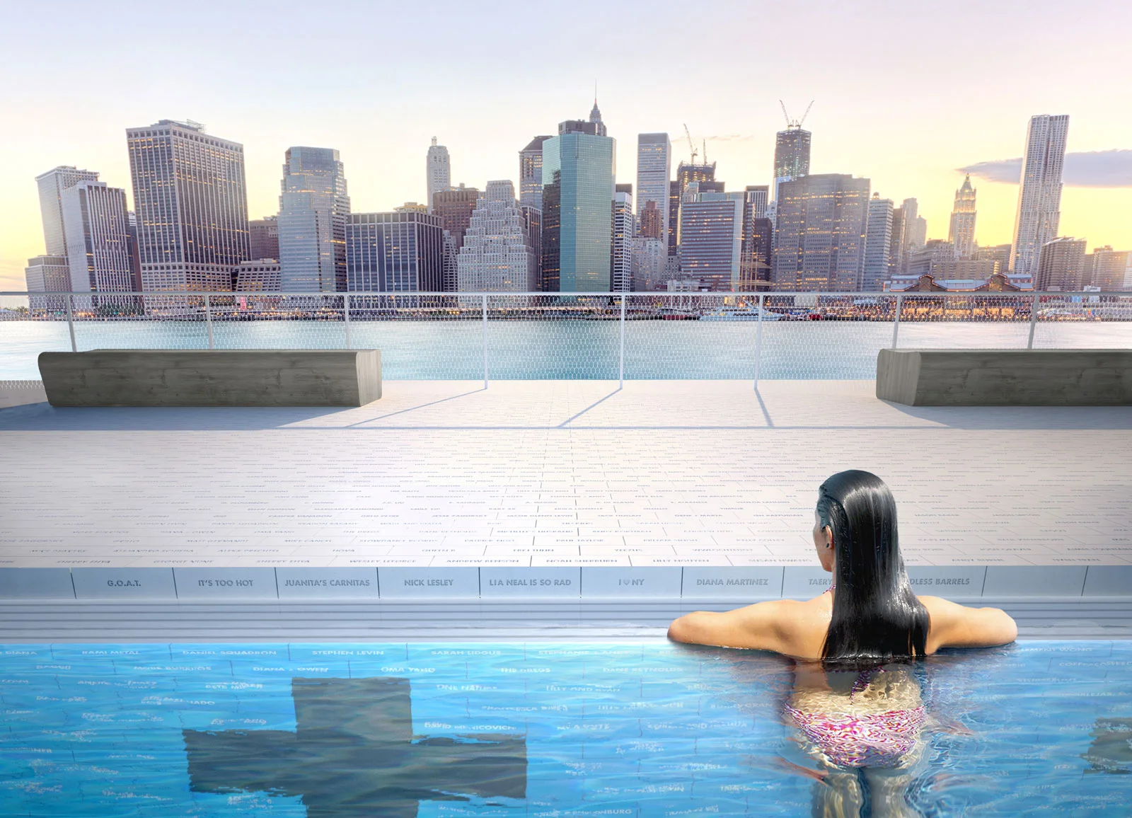 New York's floating pool project begins construction