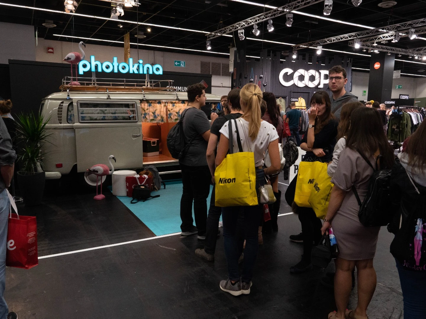 Some of the longest lines are for the displays where people get photos of themselves