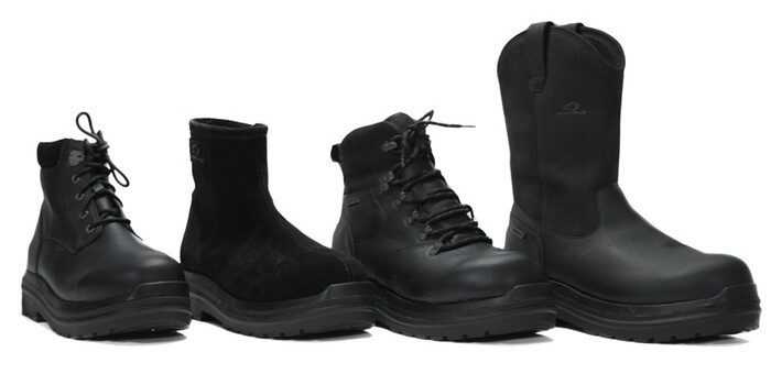 The Gripforce boots will come in a range of designs, (from left) Copenhagen, Reykjavik, Zermatt and Toronto