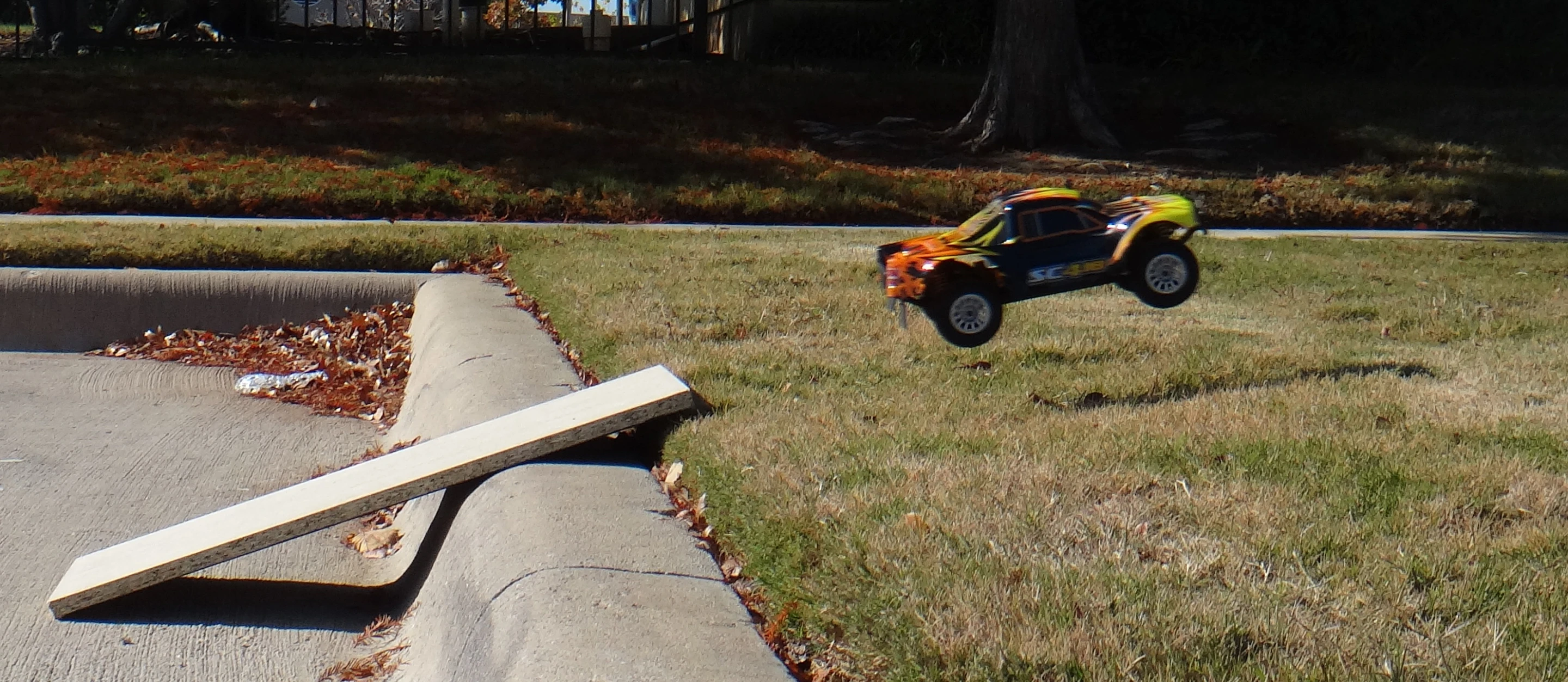 Anything taller than freshly cut grass seemed to be a challenge, since the chassis would get stuck on a stiff plant or large rock, preventing the car from moving forward