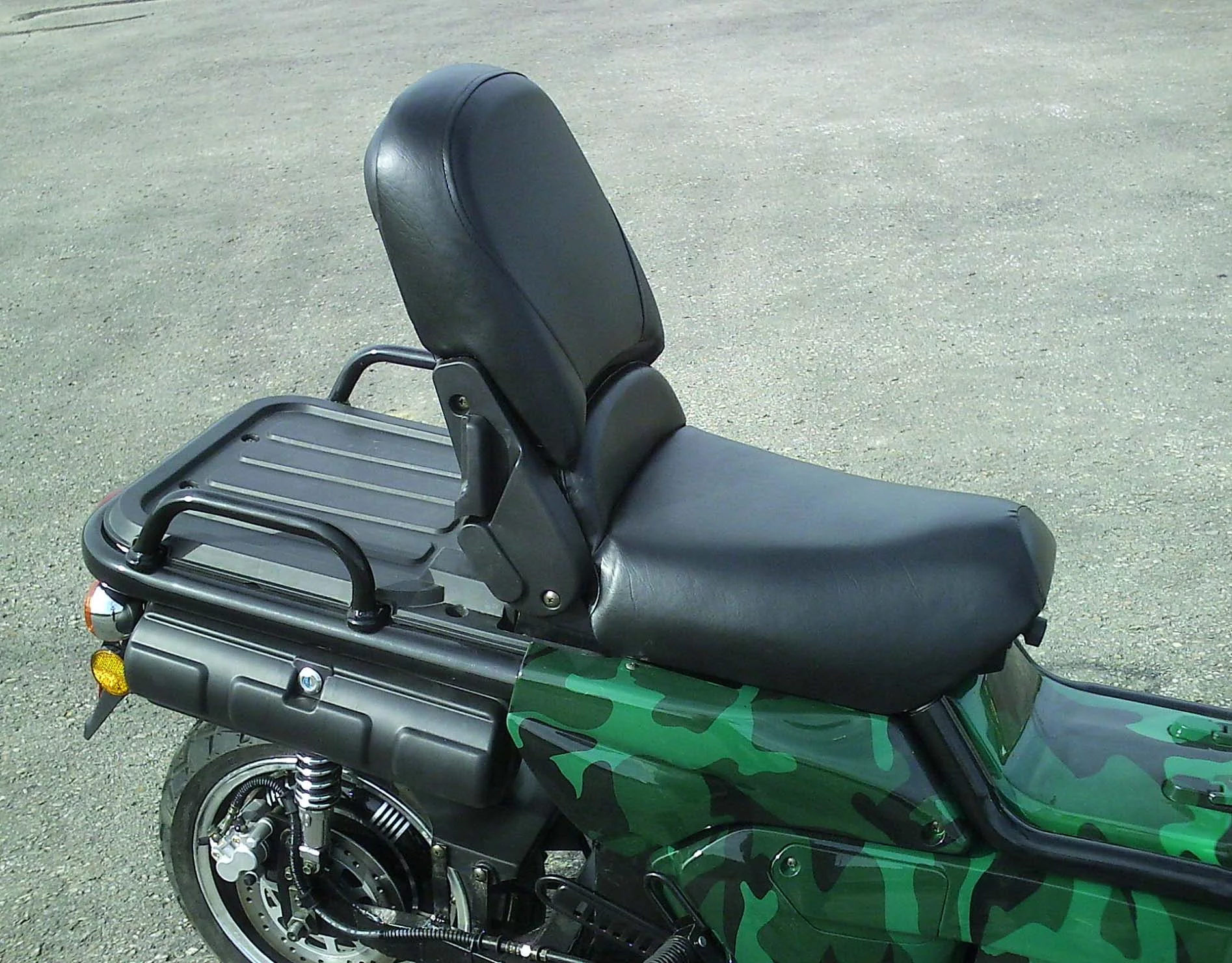 The cargo rack on the ZEV Trail and Utility electric scooter