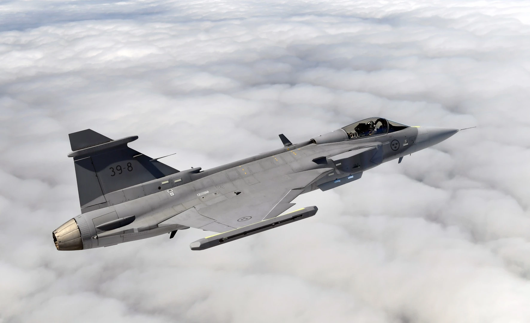 The Gripen E went supersonic for the first time during a test flight over the Baltic Sea