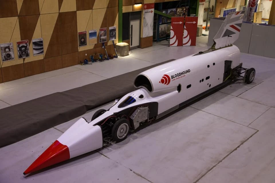 The Bloodhound LSR car in its new home