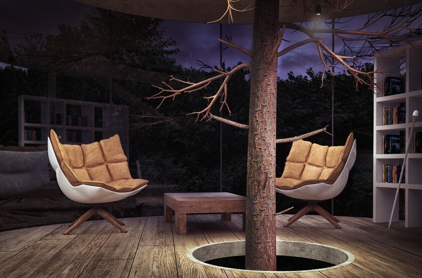 The house features a tree directly in its center (Image: A.Masow)