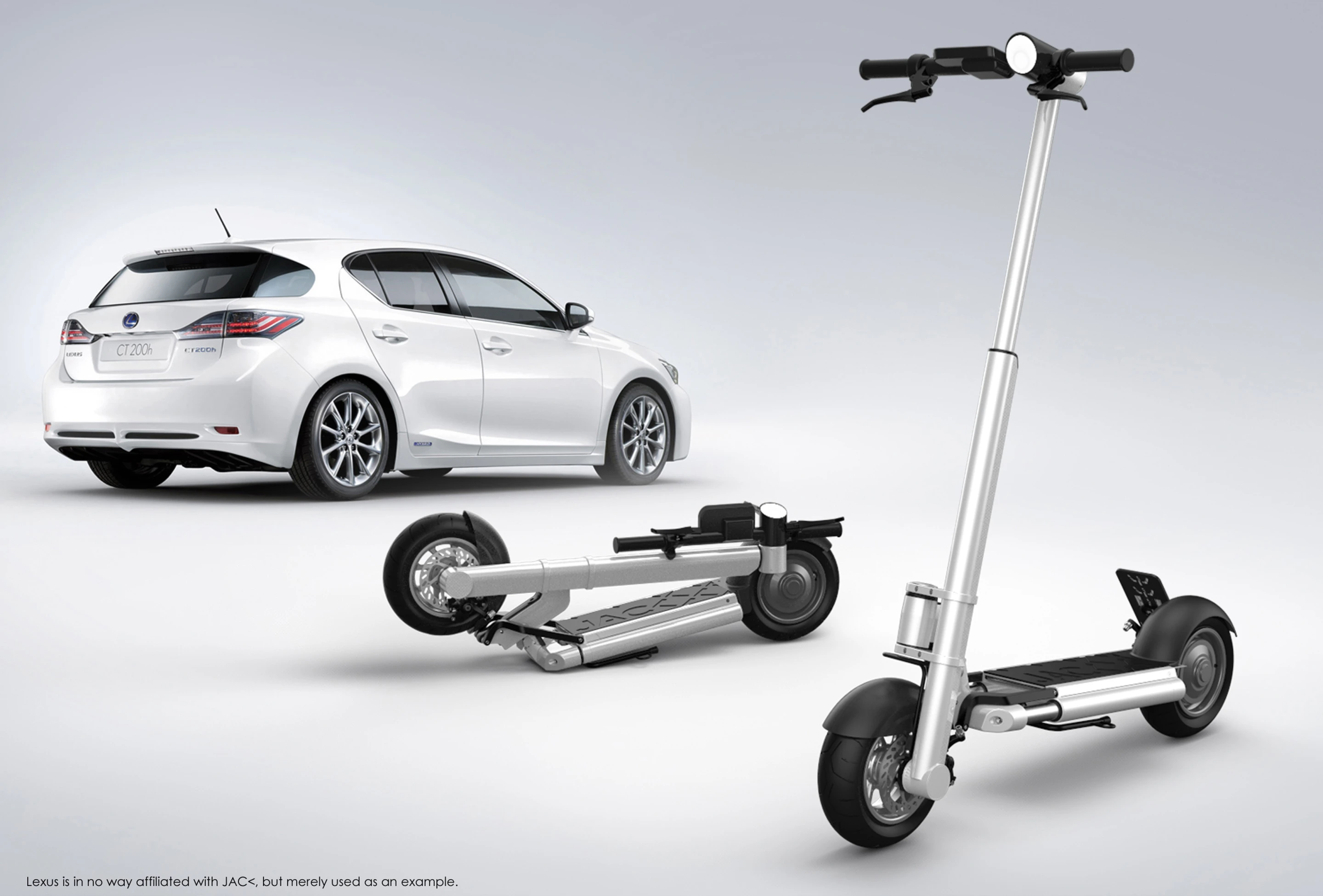 JAC< can charge via the car's 12V power outlet and bridge the ‘final mile’ from parking place to destination