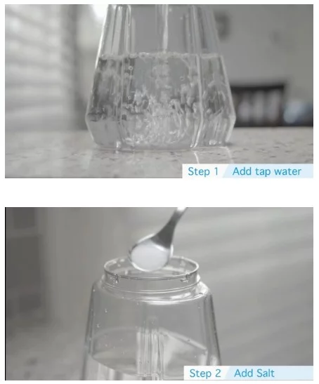 Users simply fill the device with tap water and household salt