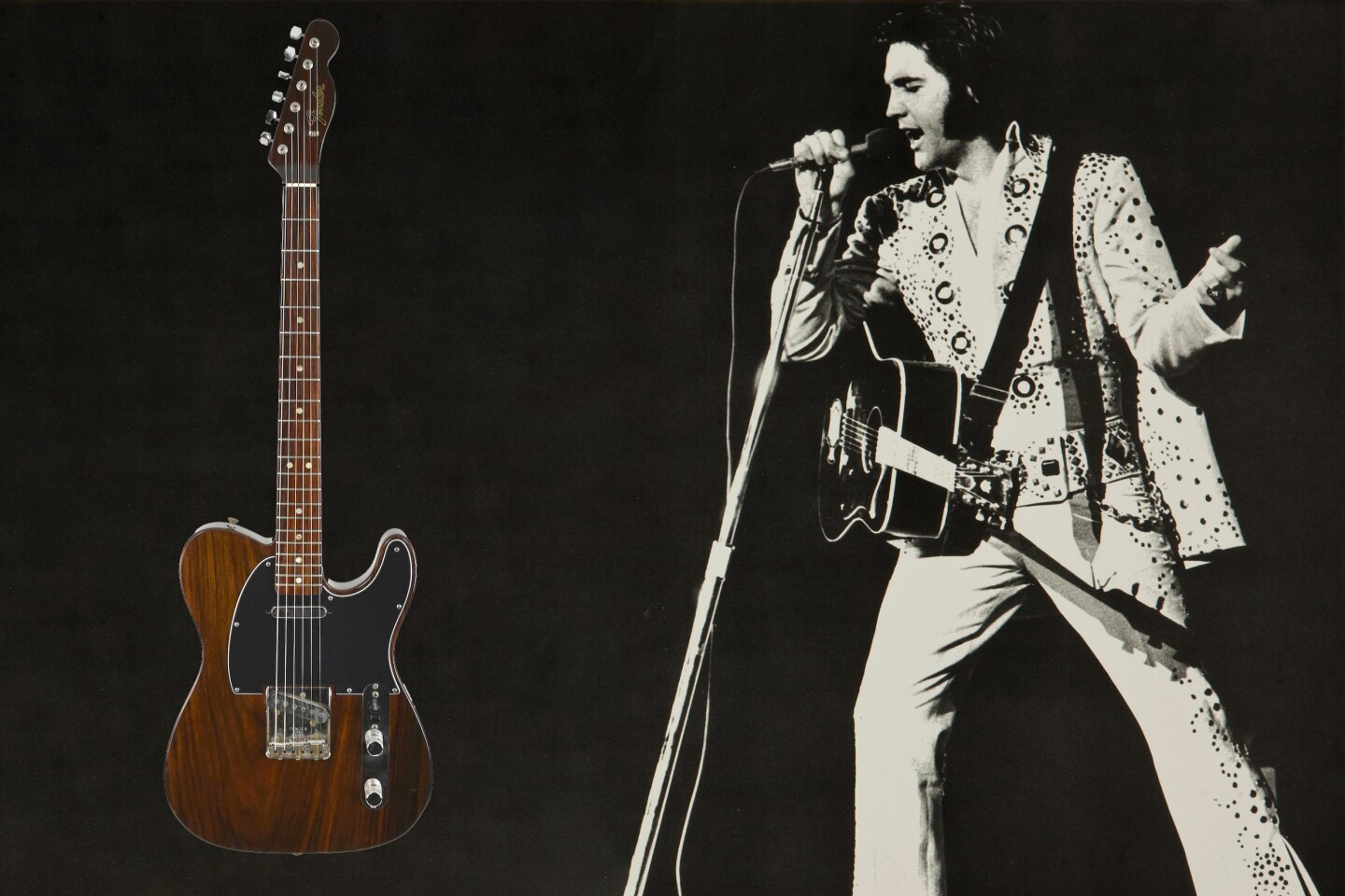 This Fender Telecaster Rosewood prototype is the first of just six rosewood solid body telecasters produced by Fender, and was given to Elvis Presley in 1968.