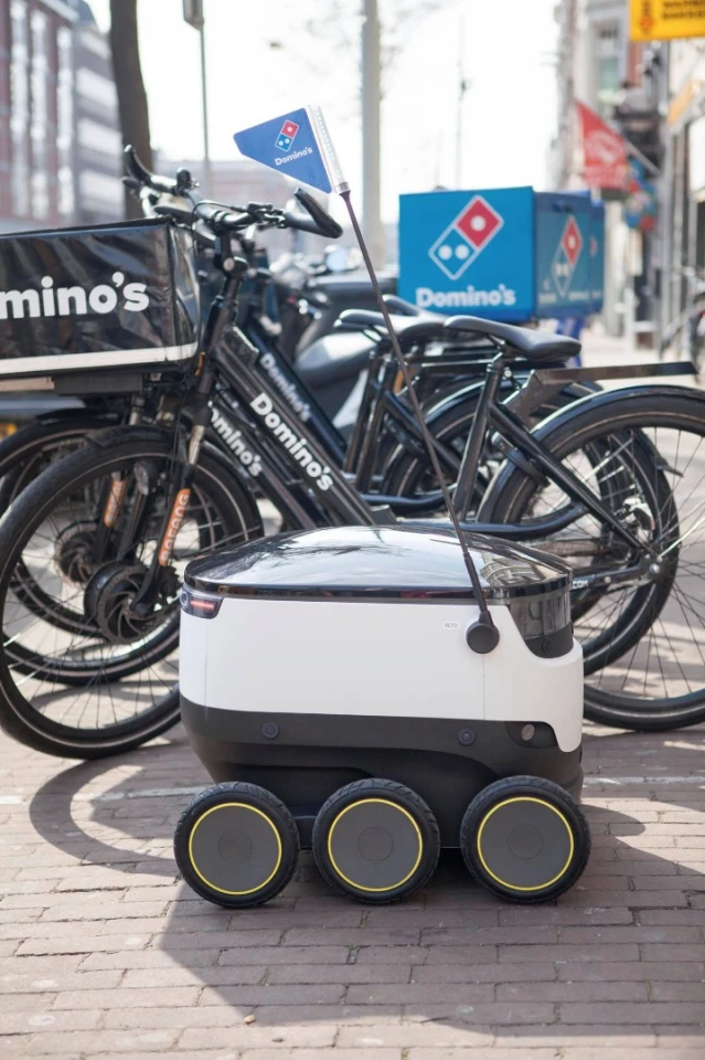 Starship Technologies' electric six-wheeled robots are built to deliver good to local customers living within a two-mile range (3.2 km)