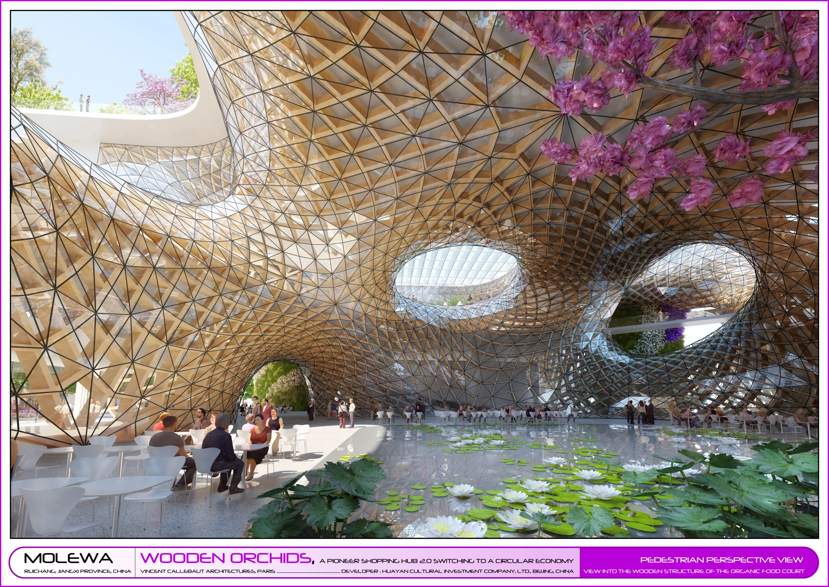 The Wooden Orchids project concerns a large sustainable shopping mall complex proposed for Jiangxi Province, China