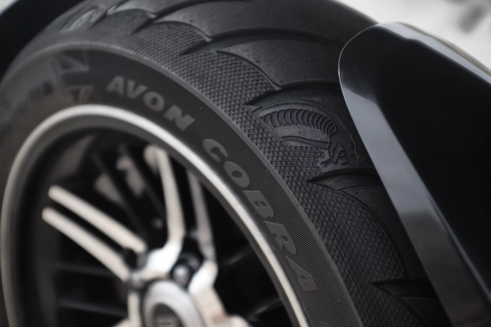 Avon supplies its Cobra Chrome tires for the 2020 Triumph Rocket 3, including a fat 240-section rear