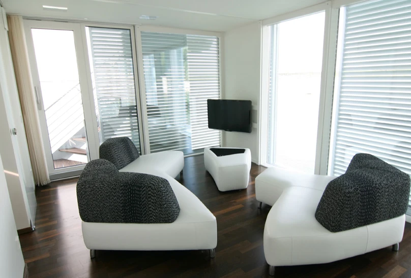 The second deck accommodates the living space