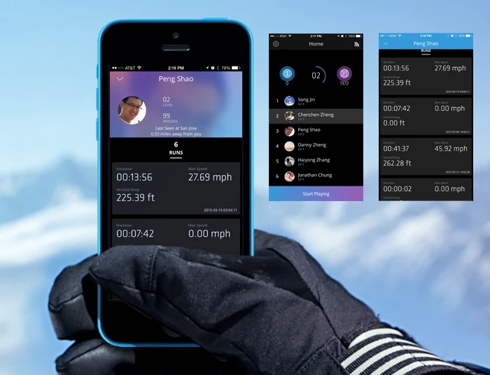 The GogglePal iOS app can be used alone or with the unit for stats, games, and navigation