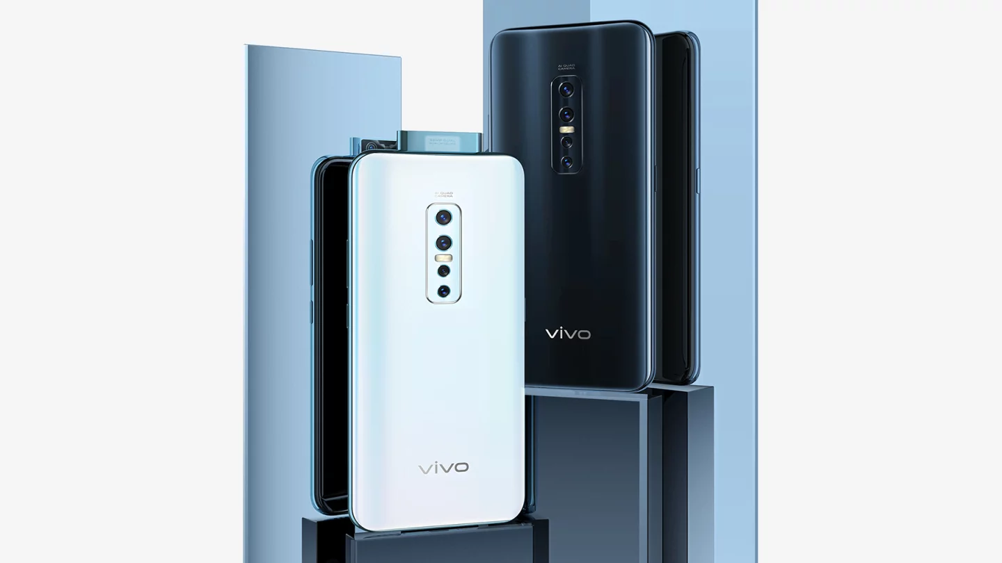 The Vivo V17 Pro features a quad lens camera unit around back, as well as a dual lens pop-up camera facing front