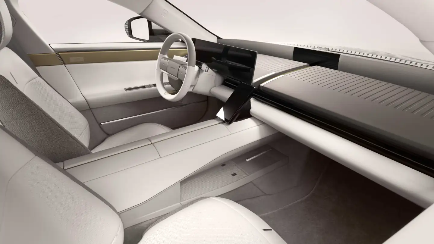 The Type 01’s unique battery architecture means the minimalist interior is divided into four deep passenger pods