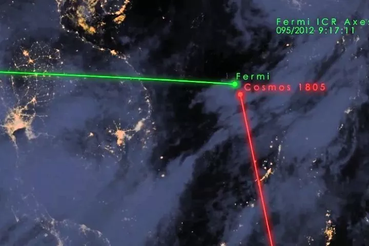 The Fermi Gamma-ray Space Telescope has a near-collision with Cosmos 1805