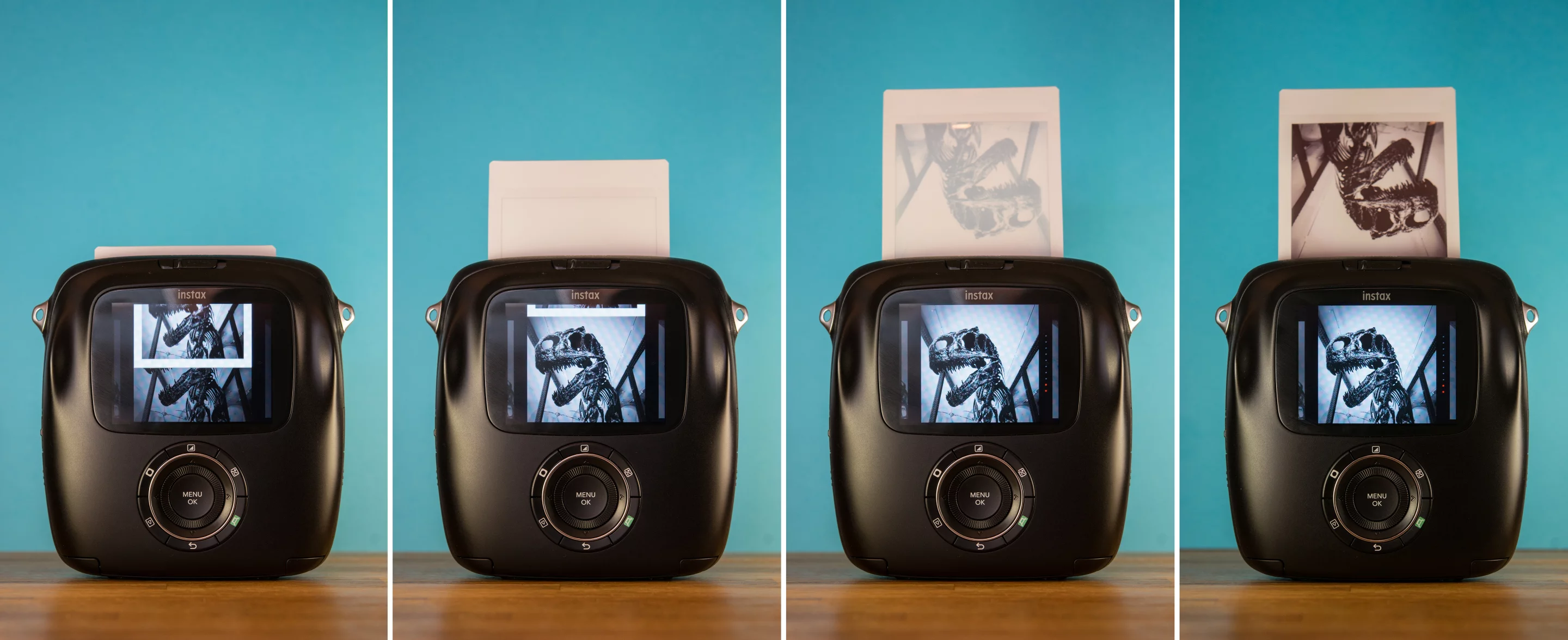 A photo being printed on the Fujifilm Instax SQ10 digital instant camera