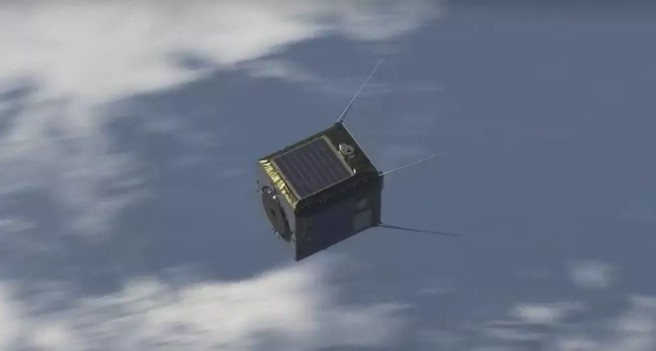 The pellets are dispensed by a micro-satellite