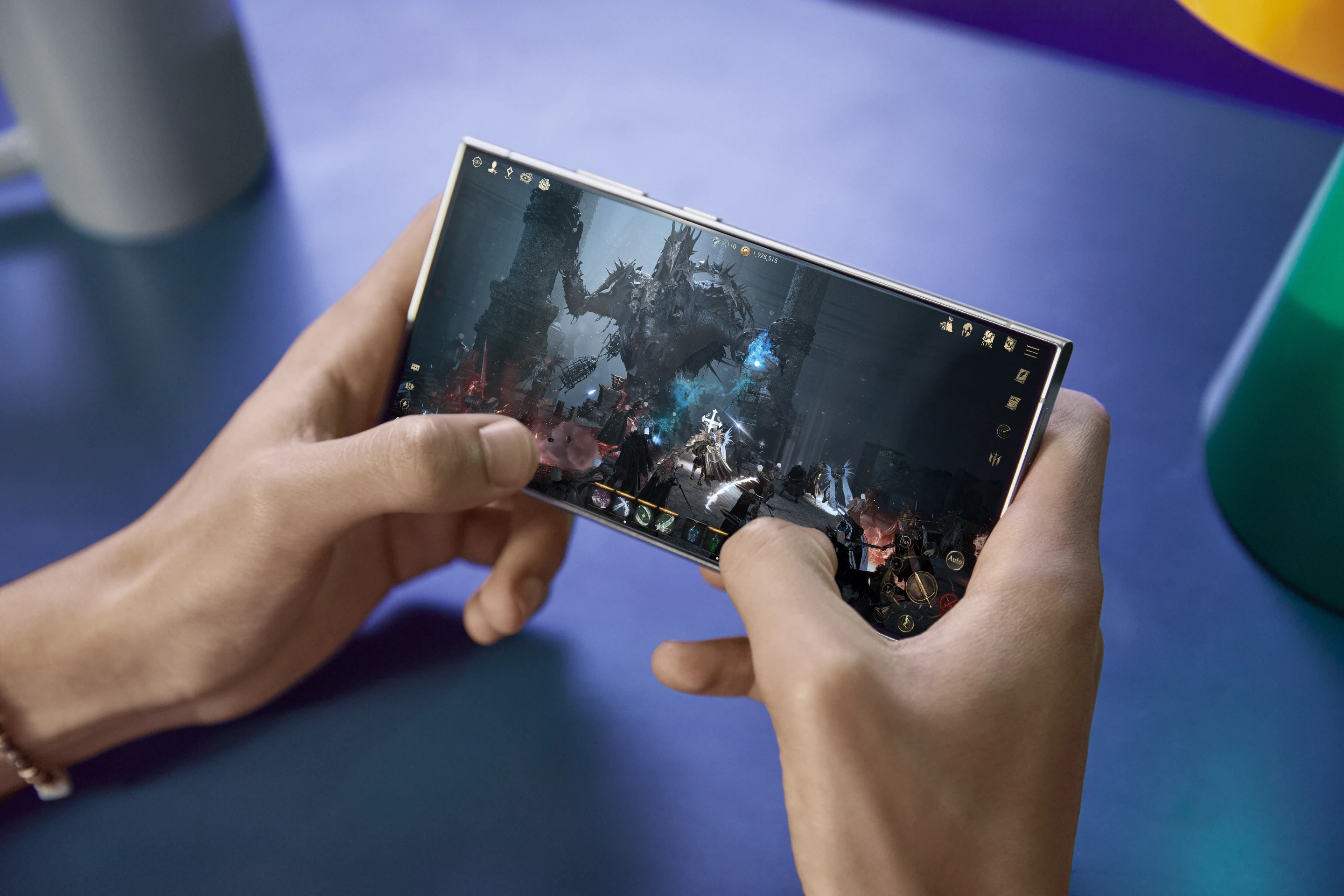 The S24 Ultra's QHD+ display has adaptive refresh from 1 to 120 Hz, while the Snapdragon platform includes ray-tracing graphics for "life-like visuals with superior shadow and reflection effect"