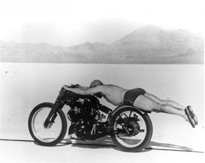 The most expensive motorcycle to ever change hands was a 1948 Vincent Black Lightning famously ridden by Rollie Free at Bonneville Salt Flats to a then record speed of a 150.313 mph (241.905 km/h) over the "flying mile" on September 13, 1948.