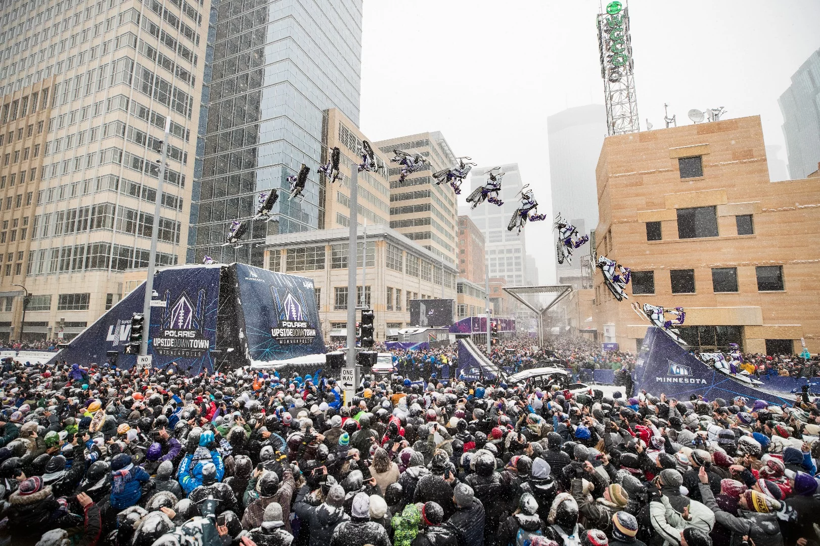 Levi LaVallee lands a five-story high, 100-foot long snowmobile backflip. What did you do with your Saturday?