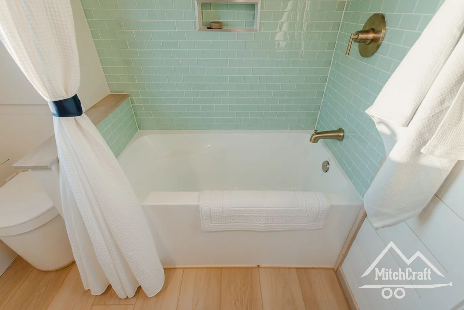A full-sized bathtub is another luxury for a tiny home
