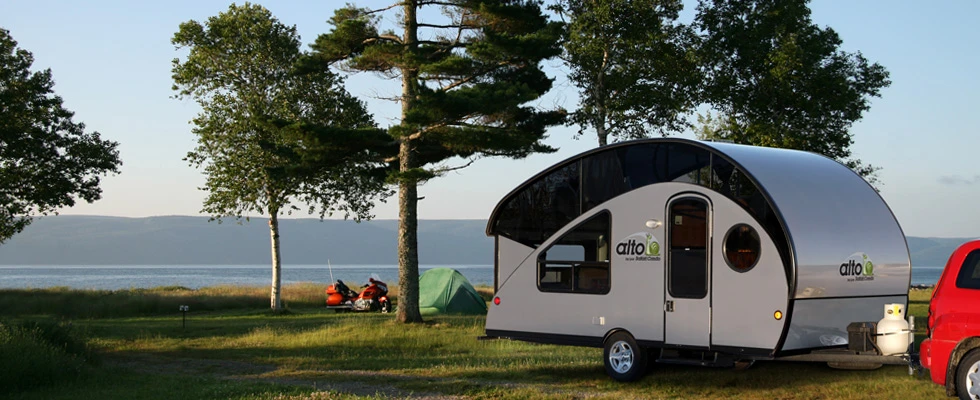 The compact teardrop trailer transforms into a large family camper