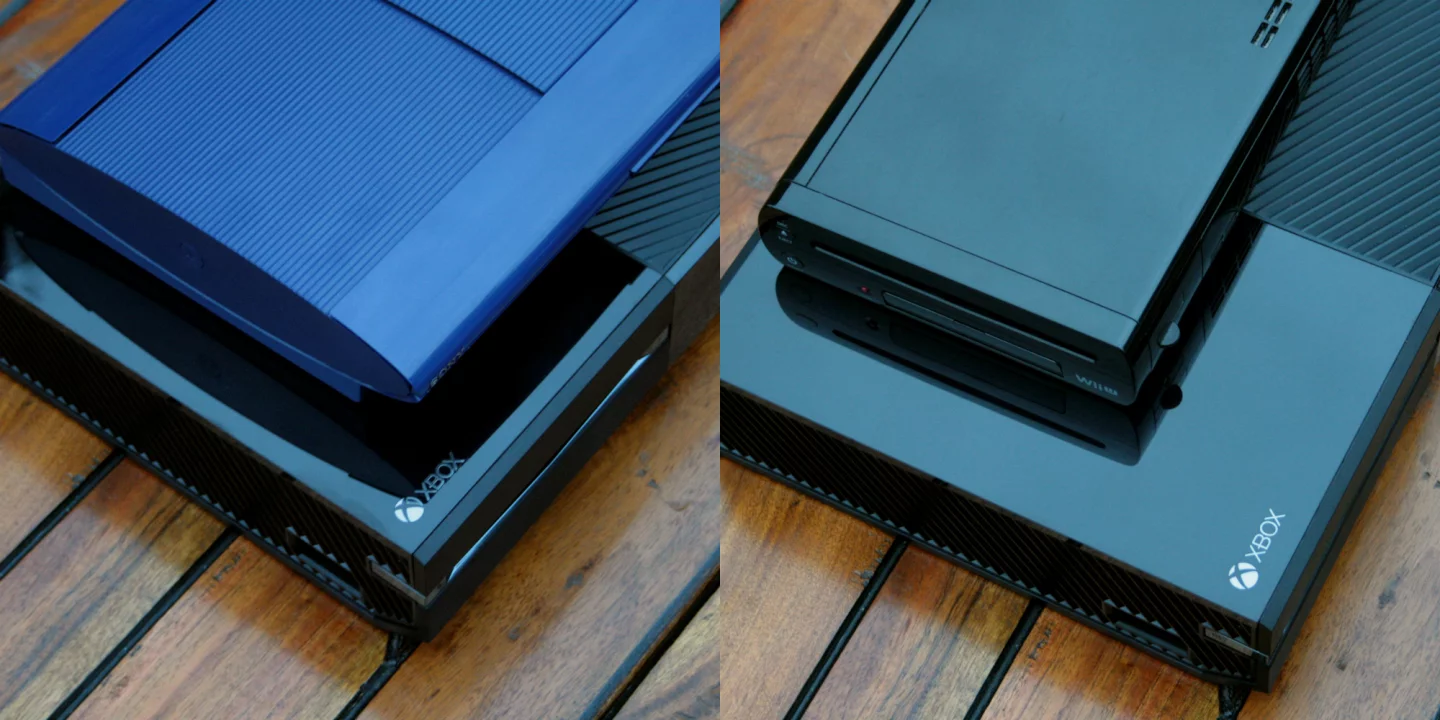 Xbox One/PS4 Slim/Wii U size comparison