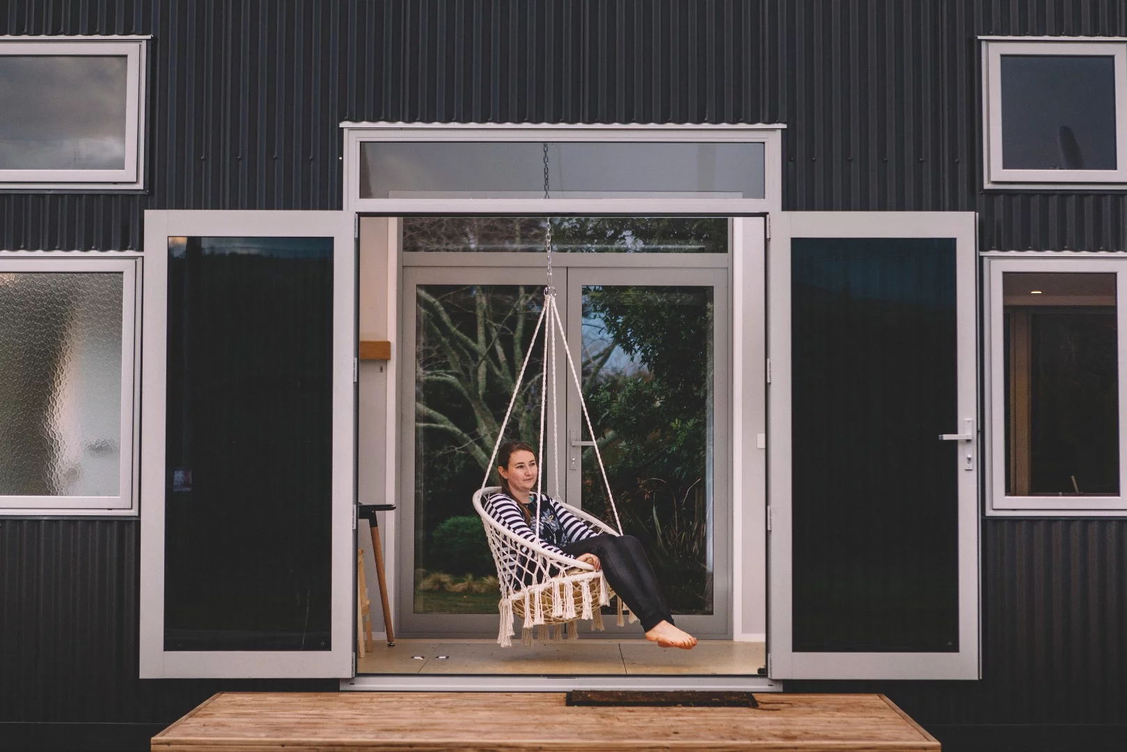 The Millennial Tiny House's hanging chair